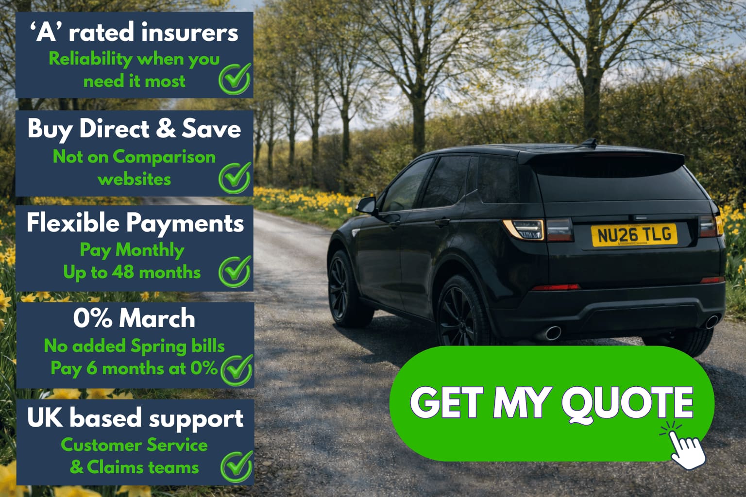 GAP insurance quote, March 2026 driving scene in the UK