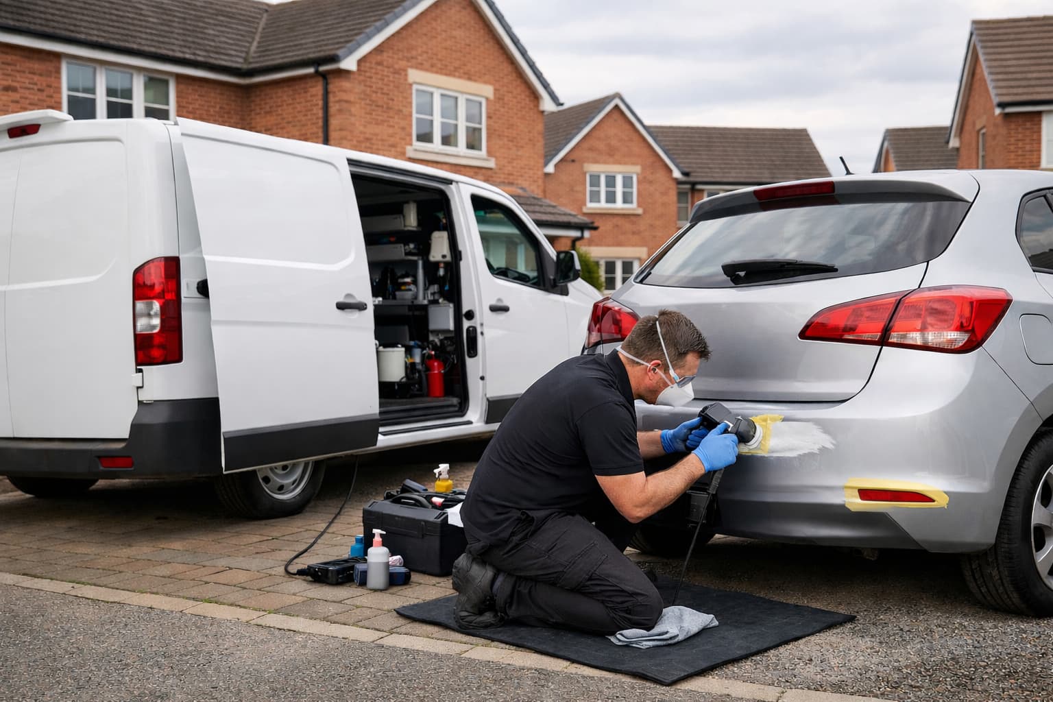 SMART cosmetic repair on a car for bumper scuff SMART cosmetic repair on a car for bumper scuff
